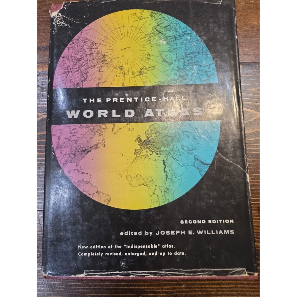 1963 WORLD ATLAS, Hardback - 2nd Edition with COLOR MAPS ~ Prentice Hall VG